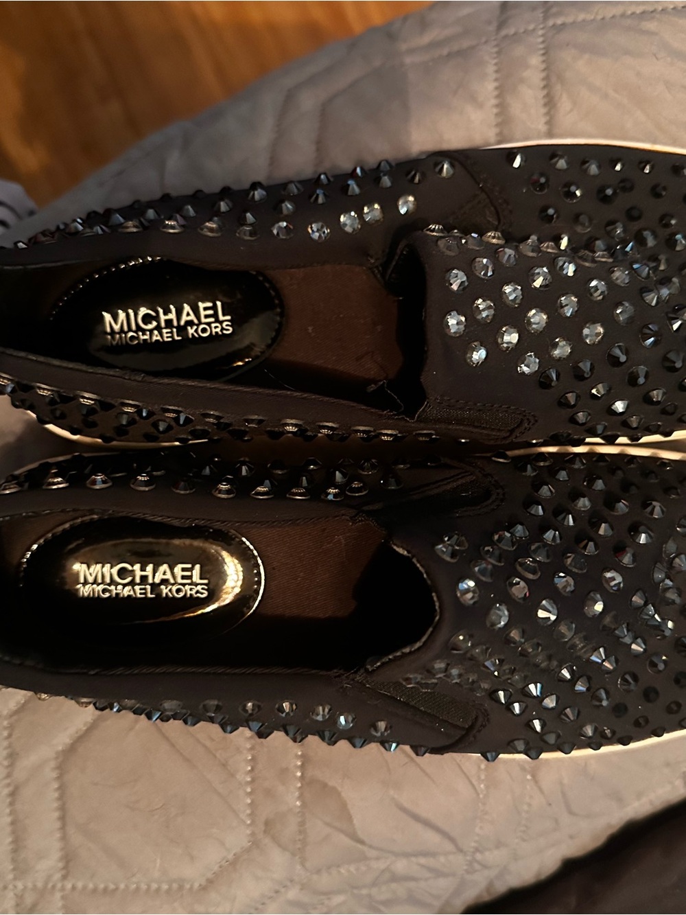Michael Kors Black Studded Slip-On Sneakers size 9